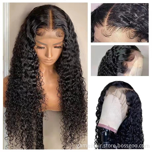 Wholesale 13*4" 4*4" Deep Wave Hd Lace Frontal Closure Wig Vendor Natural Virgin Brazilian Human Hair Transparent Lace Wig